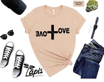 Love Cross Graphic T-Shirt: Christian Religious Gift