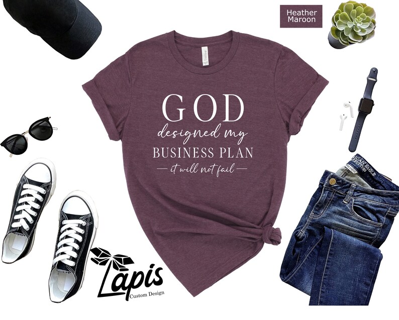 God Designed My Business Plan Shirt, Christian Motivational Tee image 4