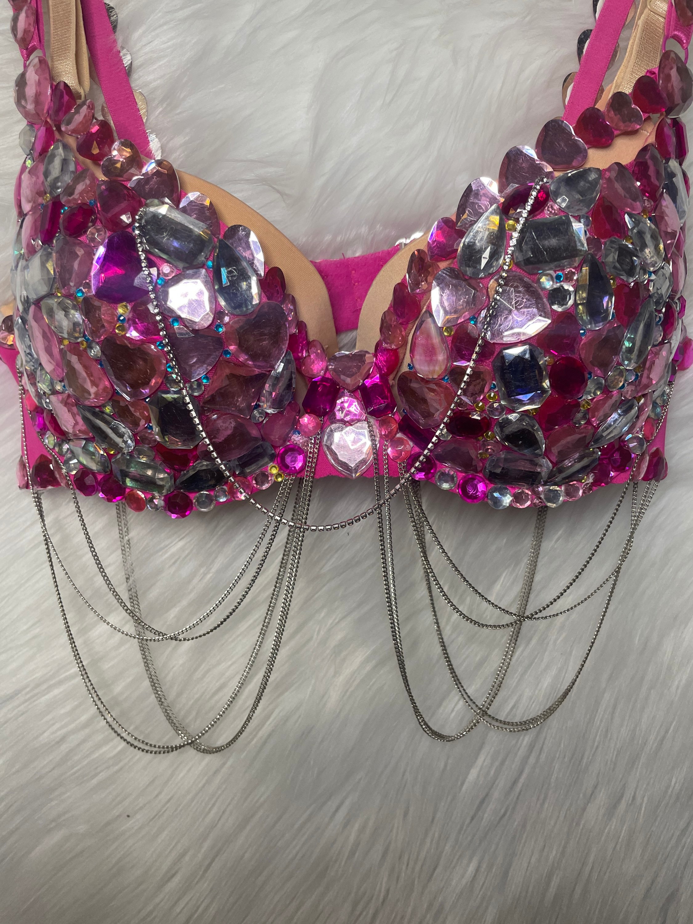 Acrylic Cone Rave Bra With Adjustable Chains - Festival & Rave Wear