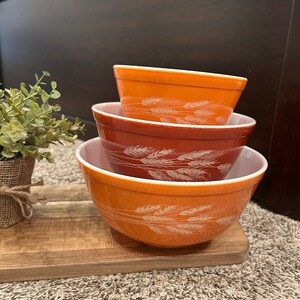 Pyrex Autumn Harvest 3-Pc  Mixing Bowl Set - Pyrex Mixing Bowls Set - Pyrex Autumn Harvest- Pyrex #401 #402 #403.