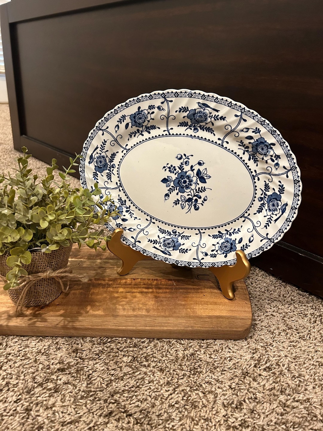 Johnson Brothers Indies Blue and White 12" X 9.5" Oval Ironstone ...