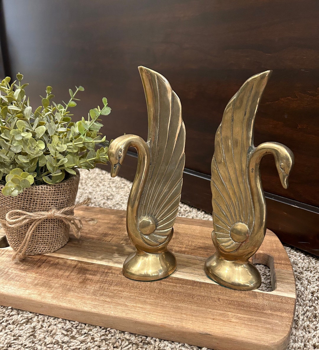 Rare 1950s Art Deco Swan Bookends. Solid Brass Swan Bookends. Etsy