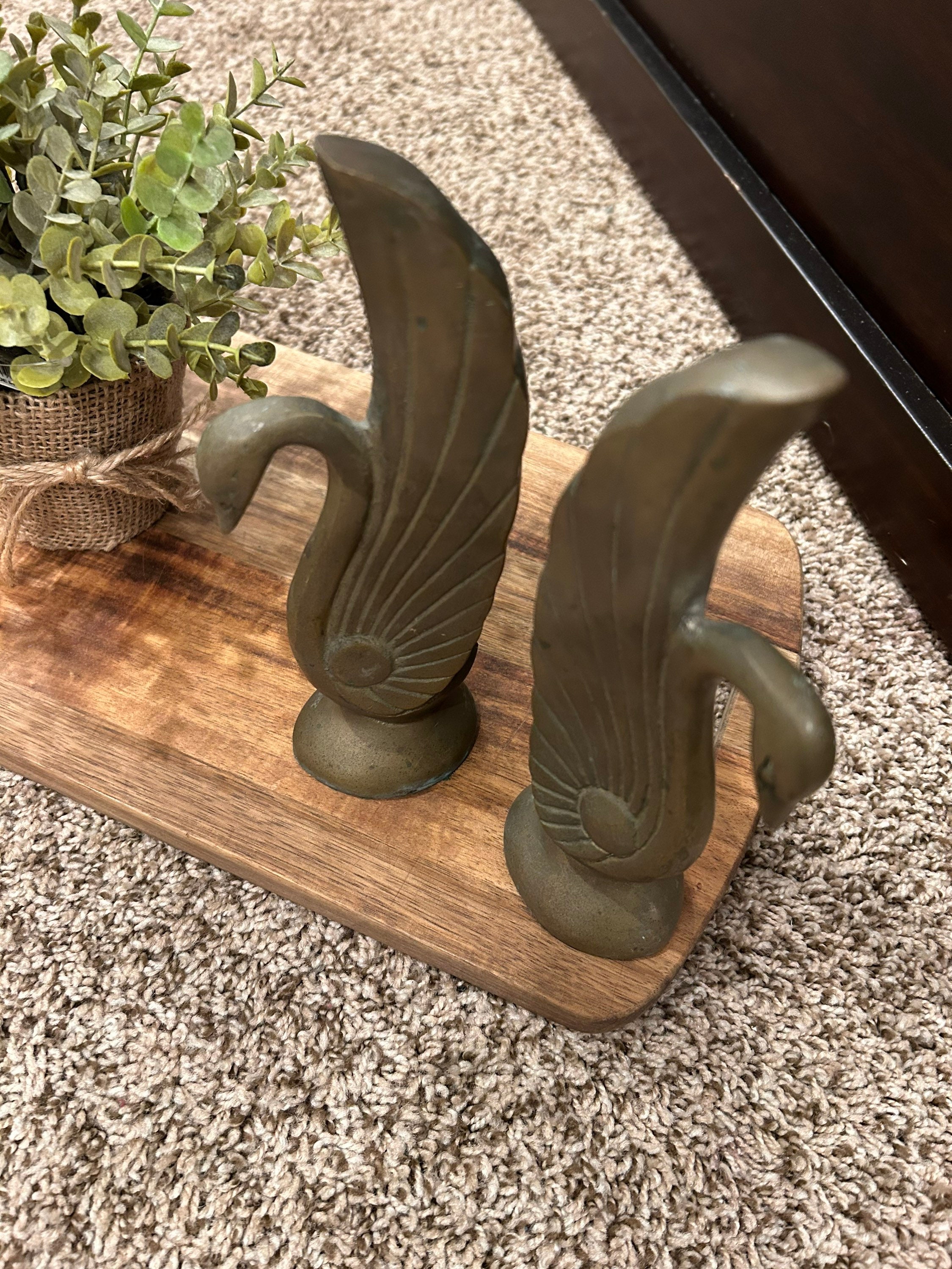 Rare 1950s Art Deco Swan Bookends. Solid Brass Swan Bookends. Etsy