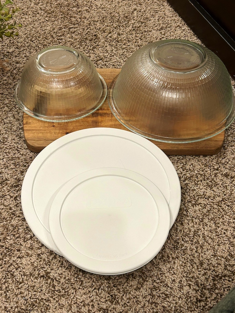 Pyrex Basket Weave Glass Nesting Bowls