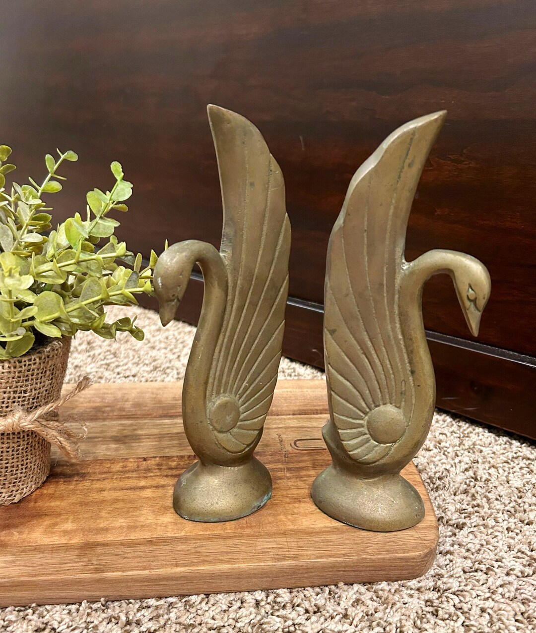 Rare 1950s Art Deco Swan Bookends. Solid Brass Swan Bookends. Etsy