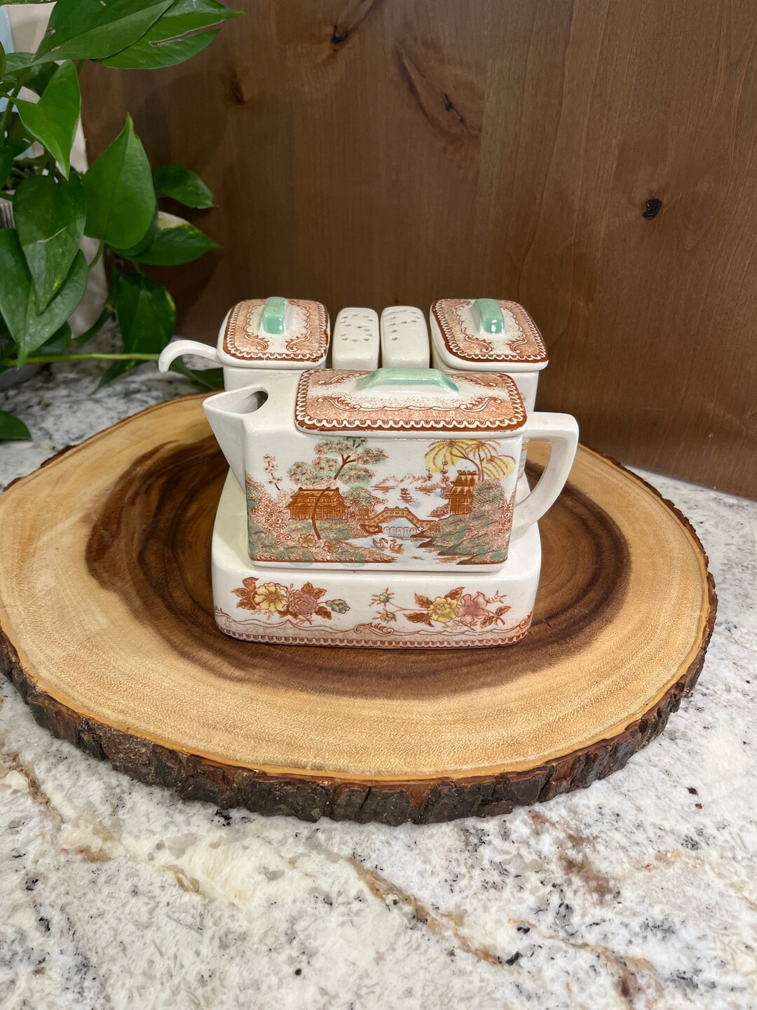 Vintage Condiment Set Oriental Gardens by Brown and Richie Etsy