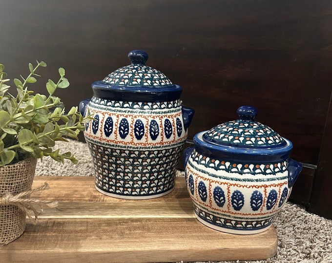 Boleslawiec Polish Pottery Canister Set of 2 TWO. Polish Pottery