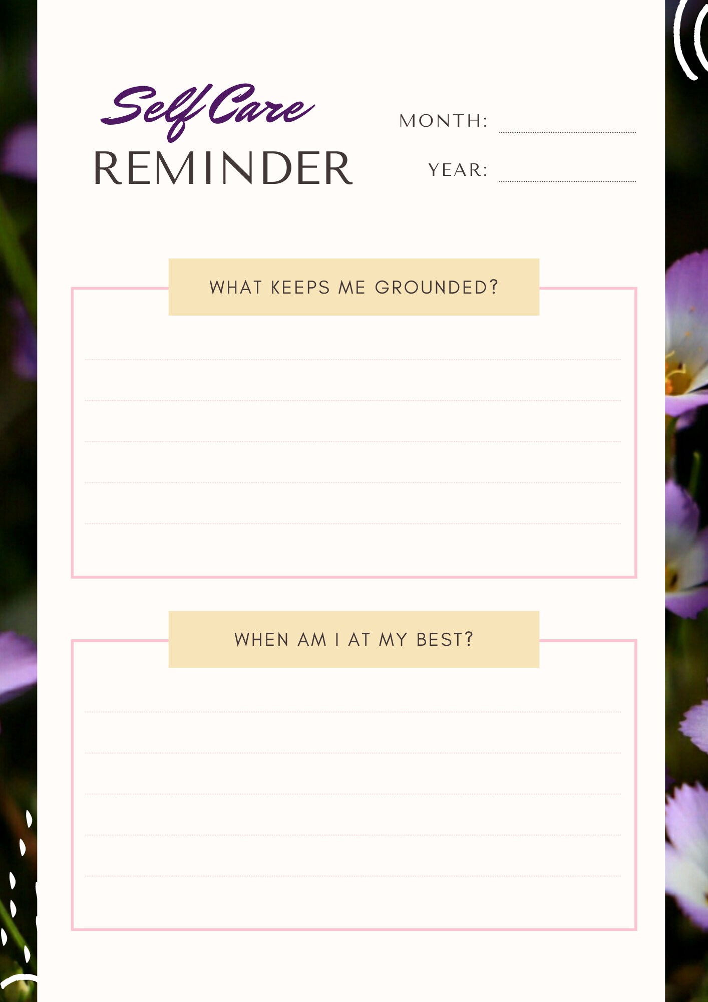 Digital Self Care Planner | Printable Wellness Journal - Etsy