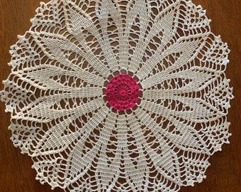 17” White Round Handmade Doily