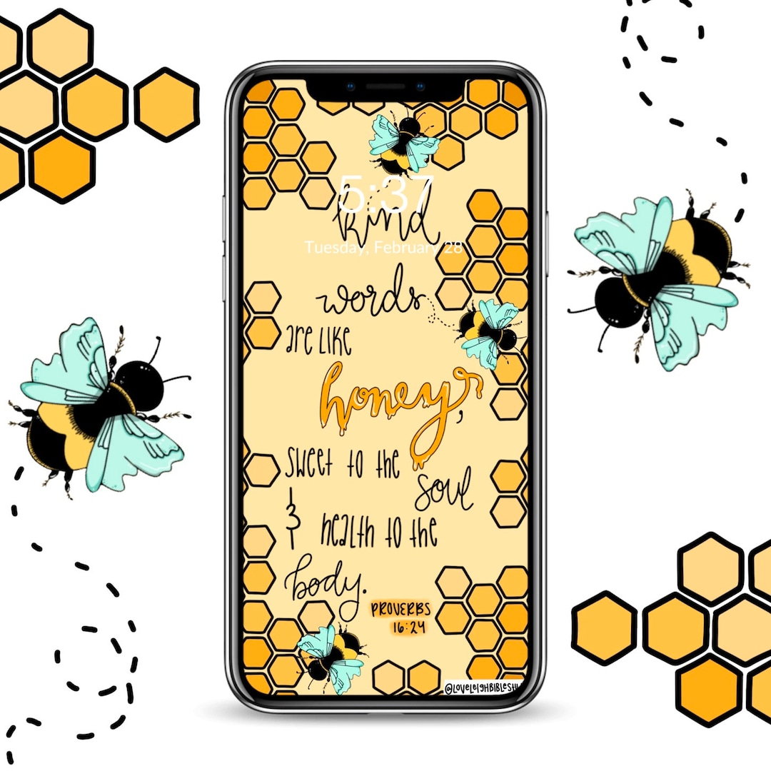 Honey Bee Phone Lock Screen Bible Verse Wallpaper Digital Download - Etsy