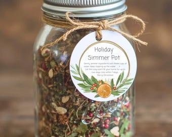 Christmas Simmer Pot Tag: Watercolor Holiday Label (Digital Download)