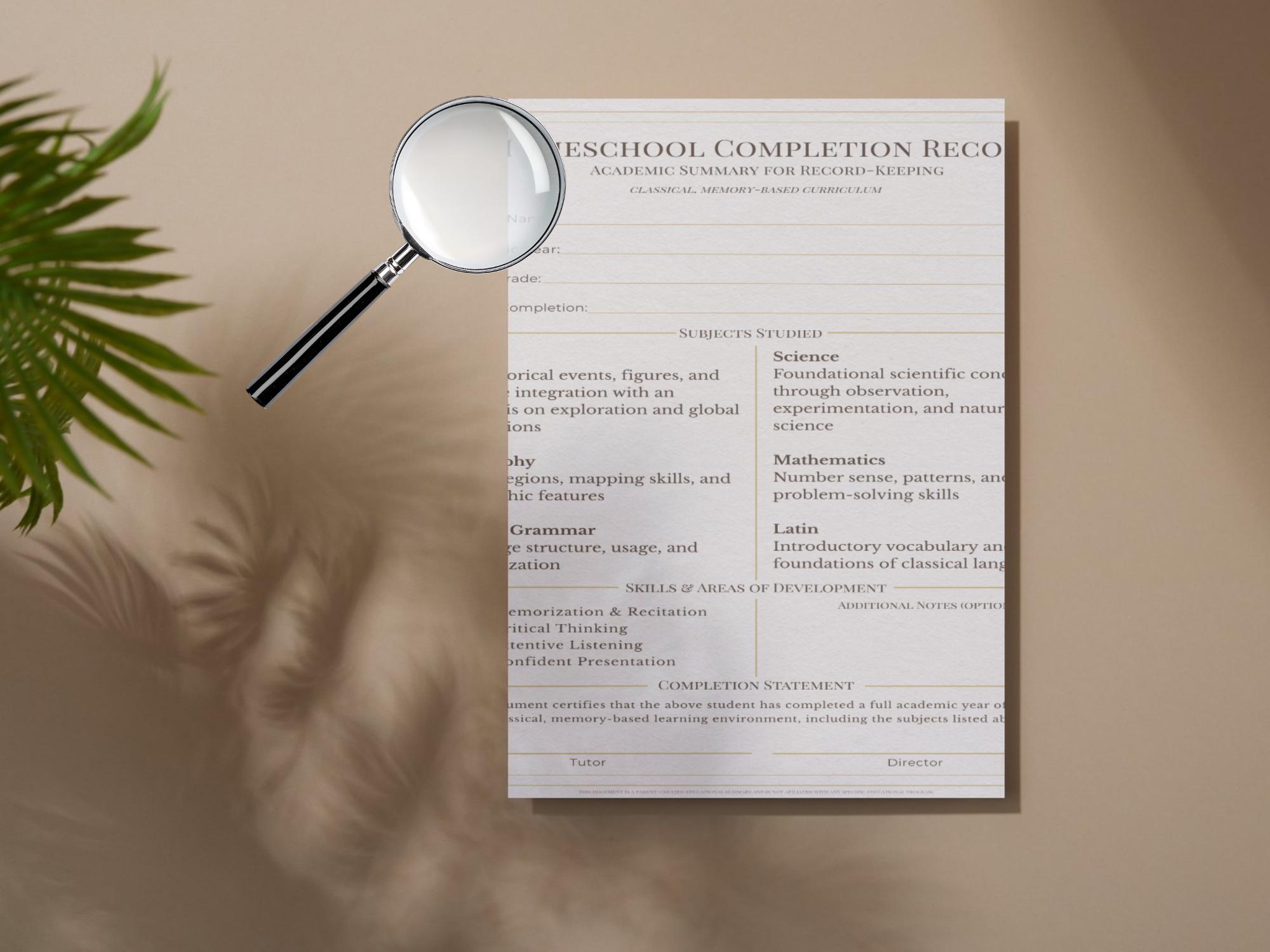 Homeschool Completion Record Printable + Editable Canva Template ...