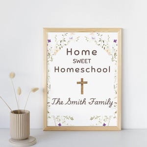 Home Sweet Homeschool Printable Wall Art | Christian Homeschool Decor | Psalm 127 Scripture Print | Floral Digital Download