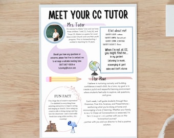 Editable Meet Your Tutor Flyer – Homeschool & Classical Conversations Canva Template | Tutor Welcome Printable Handout