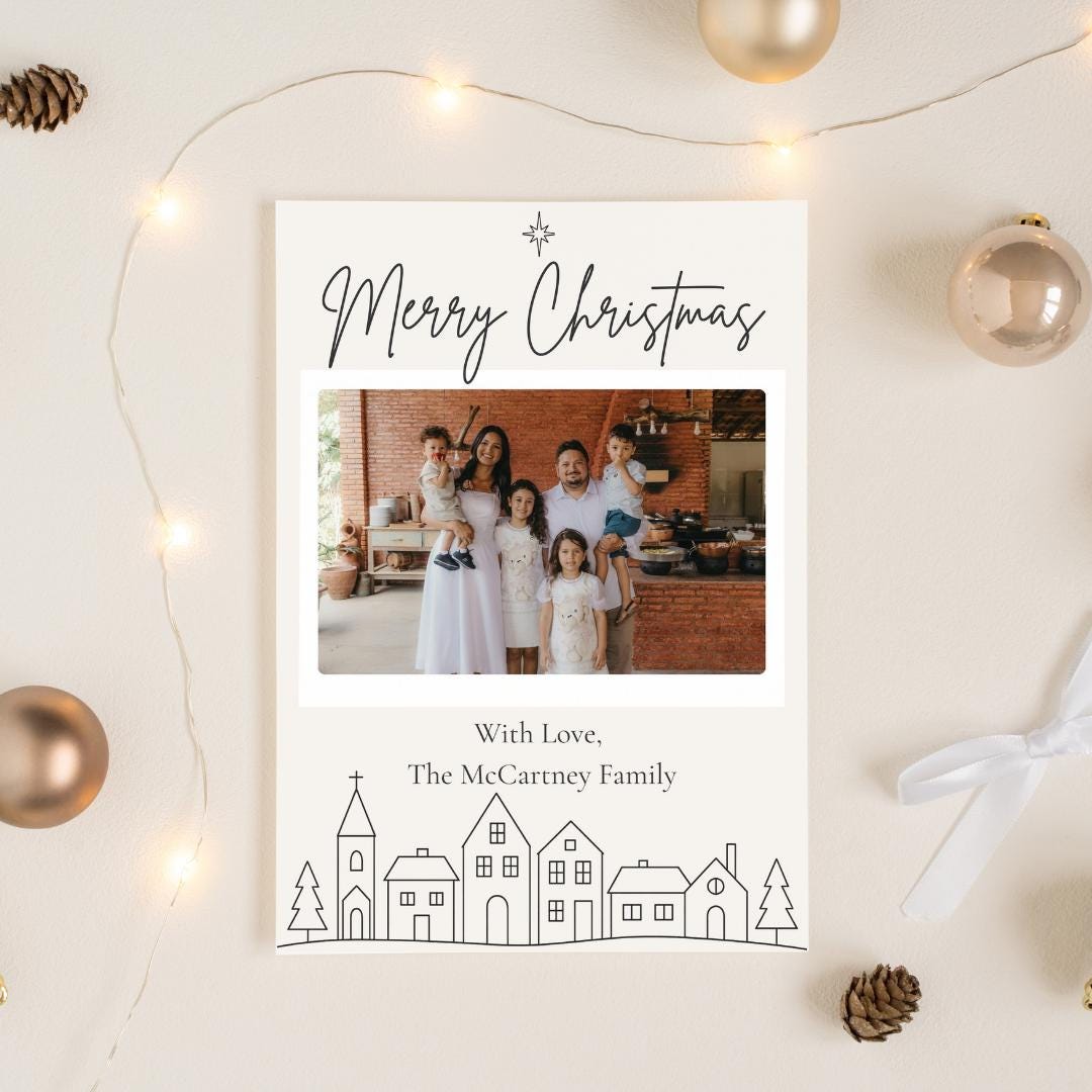 Editable Christmas Card Template – Canva Holiday, Printable Photo Card ...