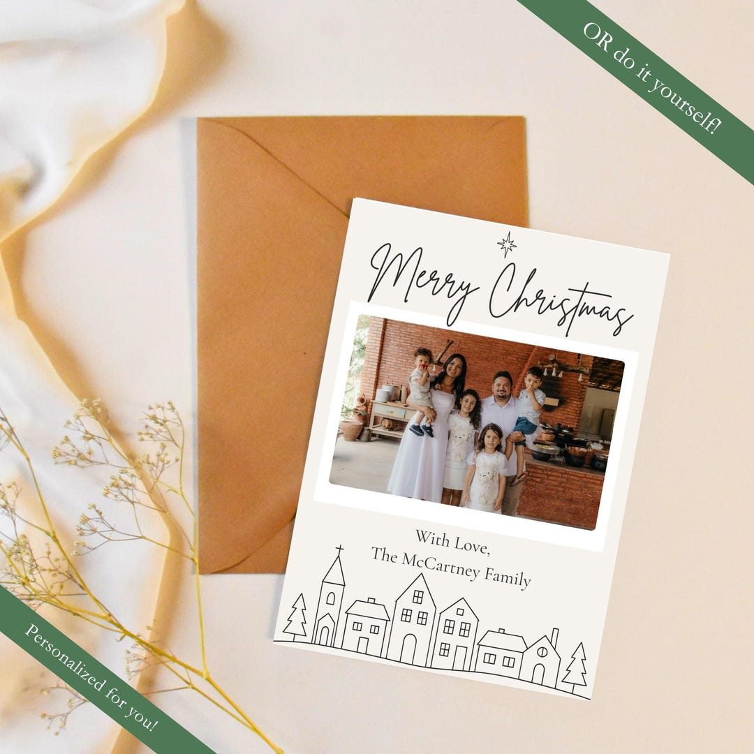 Editable Christmas Card Template – Canva Holiday, Printable Photo Card ...