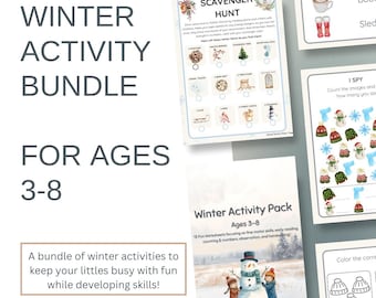 Vinteraktivitetspaket för barn | Utskrivbara spel och arbetsblad (PDF)