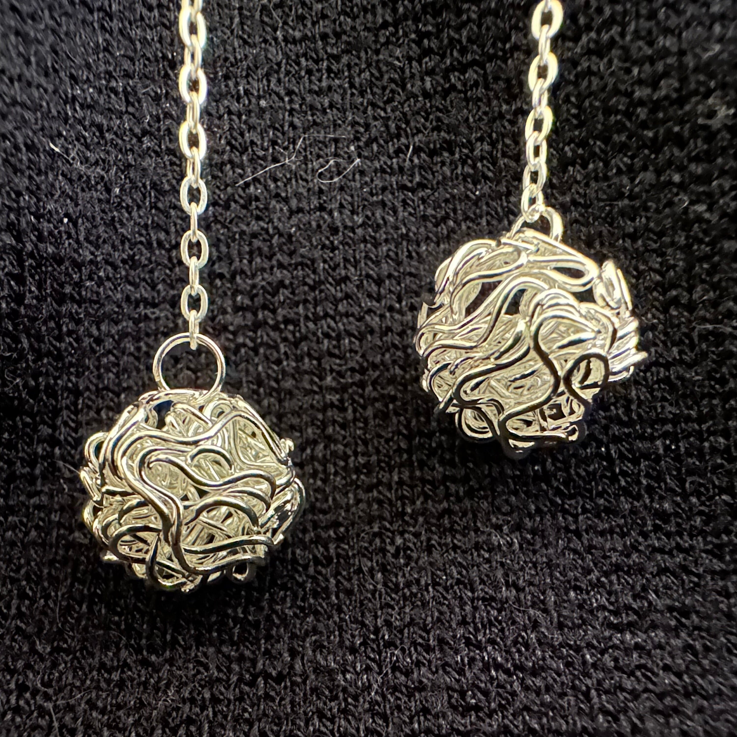 Qhouse Silver Tumbleweed Wire Ball Earrings Handmade Etsy