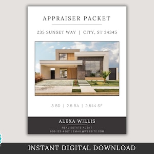 Real Estate Appraiser Packet, Comparable Market Analysis, Appraisal Packet, CMA, Real Estate Marketing, Canva Template, CMA Template