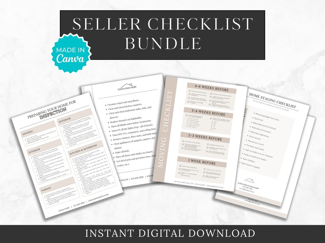 Real Estate Seller Checklist Bundle - Canva Template (digital Download ...