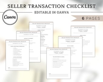Real Estate Seller Transaction Checklist: Detailed Agent Tracker (Canva Template)