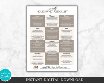 Home Maintenance Checklist - Real Estate Flyer - Canva Template (Digital Download)