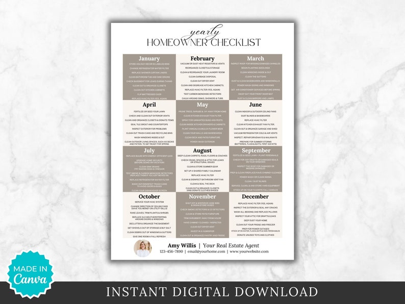 Home Maintenance Checklist - Real Estate Flyer - Canva Template ...