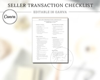 Real Estate Agent Checklist: Seller Transaction Template (Canva Editable)