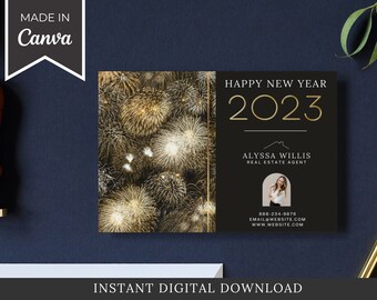 Real Estate Happy New Year Card: Realtor Marketing (Digital Template)