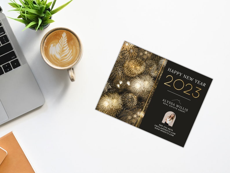 Real Estate Happy New Year Card, Real Estate Postcard, Realtor Farming