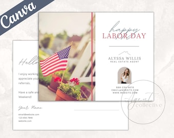 Real Estate Labor Day Postcard: Realtor Marketing Template (Editable, Digital)