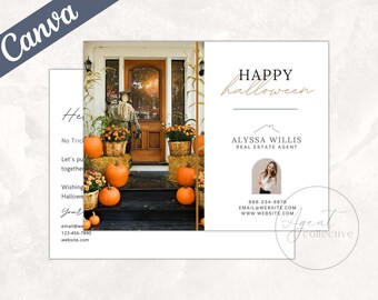 Real Estate Halloween Postcard: Realtor Marketing Template (Canva)