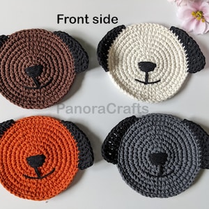 Crochet dog coasters set (2 pieces/set)handmade from cotton yarn, dog lovers gift, gifts for her, cute coasters