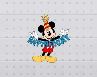 Ratón feliz cumpleaños SVG, imágenes prediseñadas, archivo digital