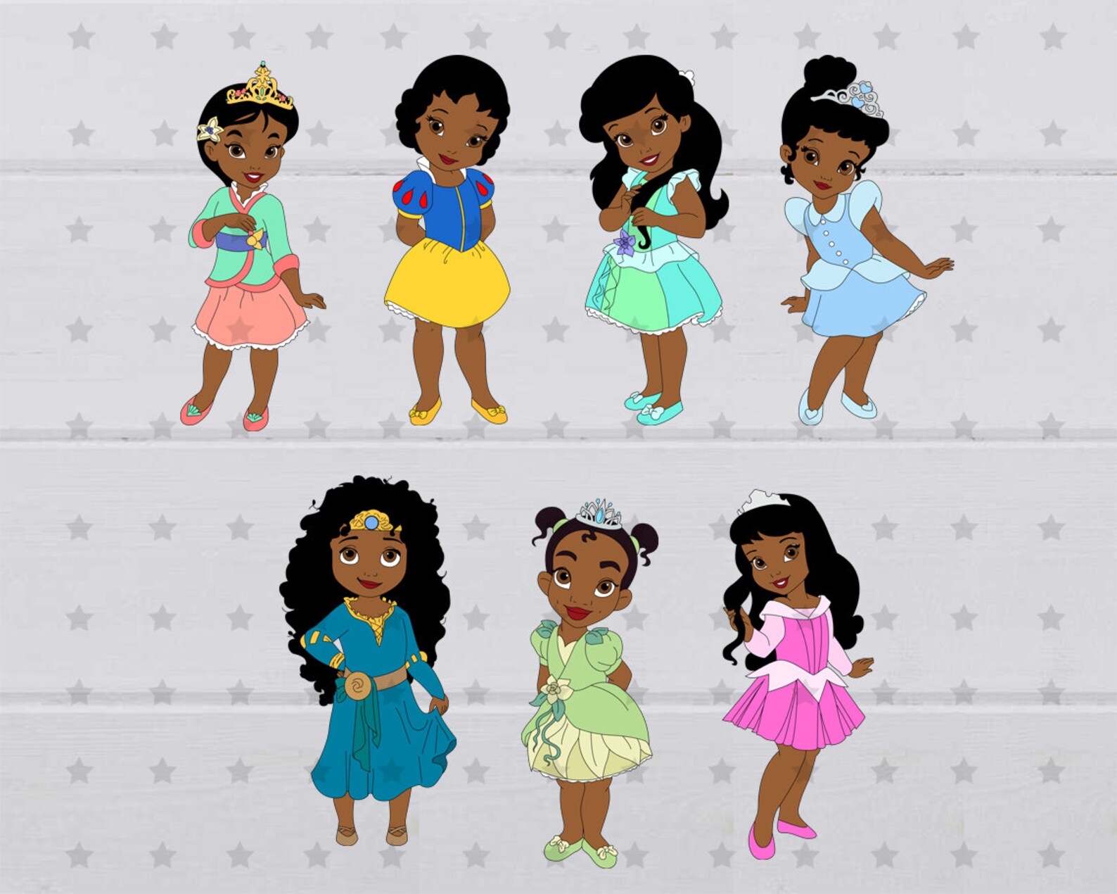 Baby Princess Vector SVG Bundle, Clipart, Eps, Png, Dxf, Pdf, Layered ...