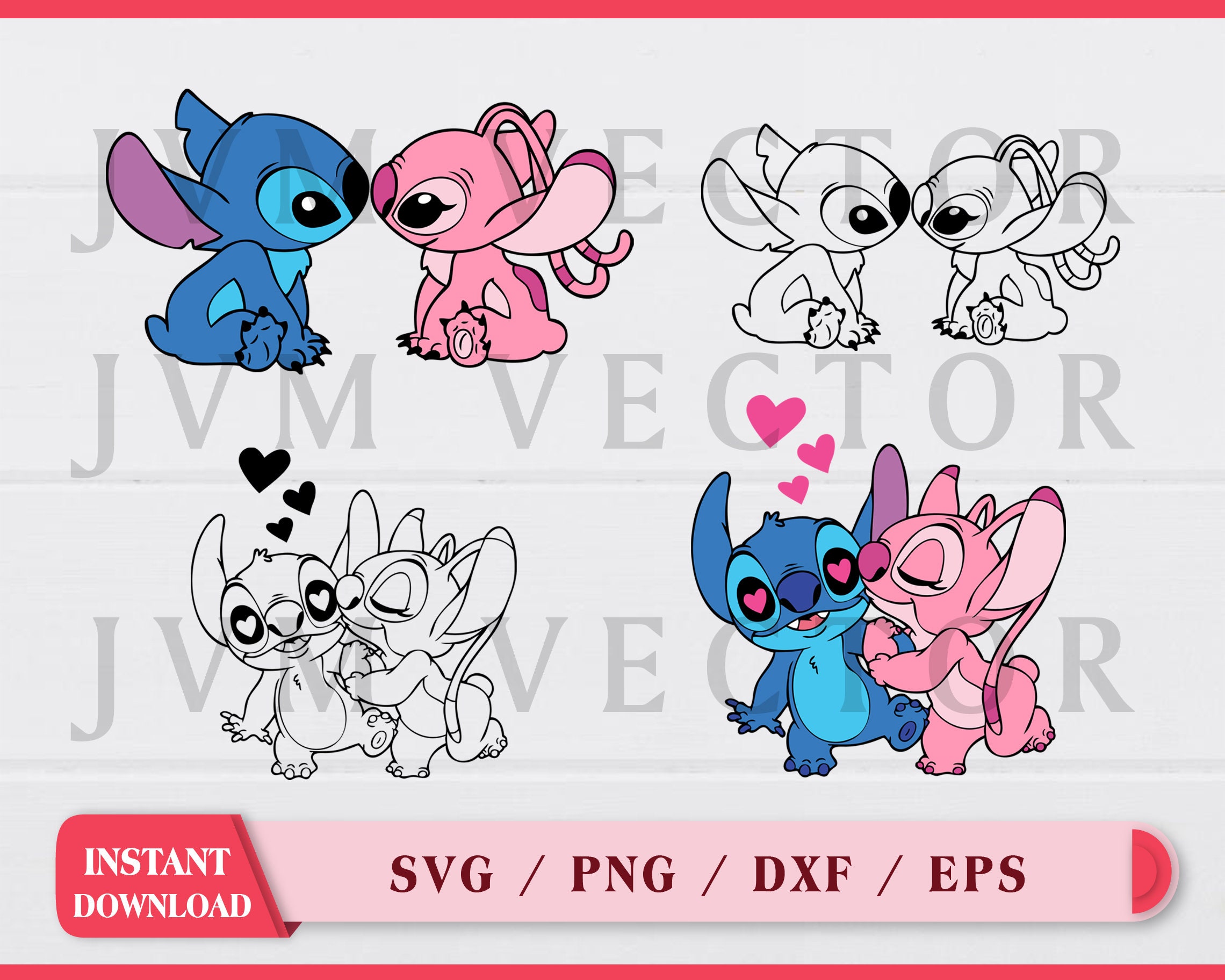 Stitch and Angel Svg 