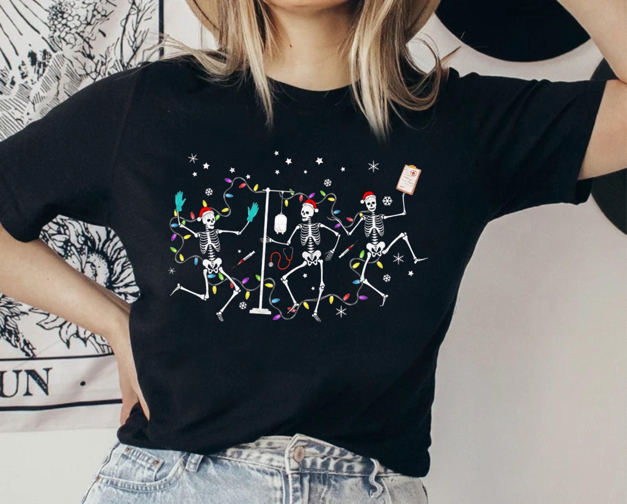 Discover Nurse Skeleton Christmas Shirt