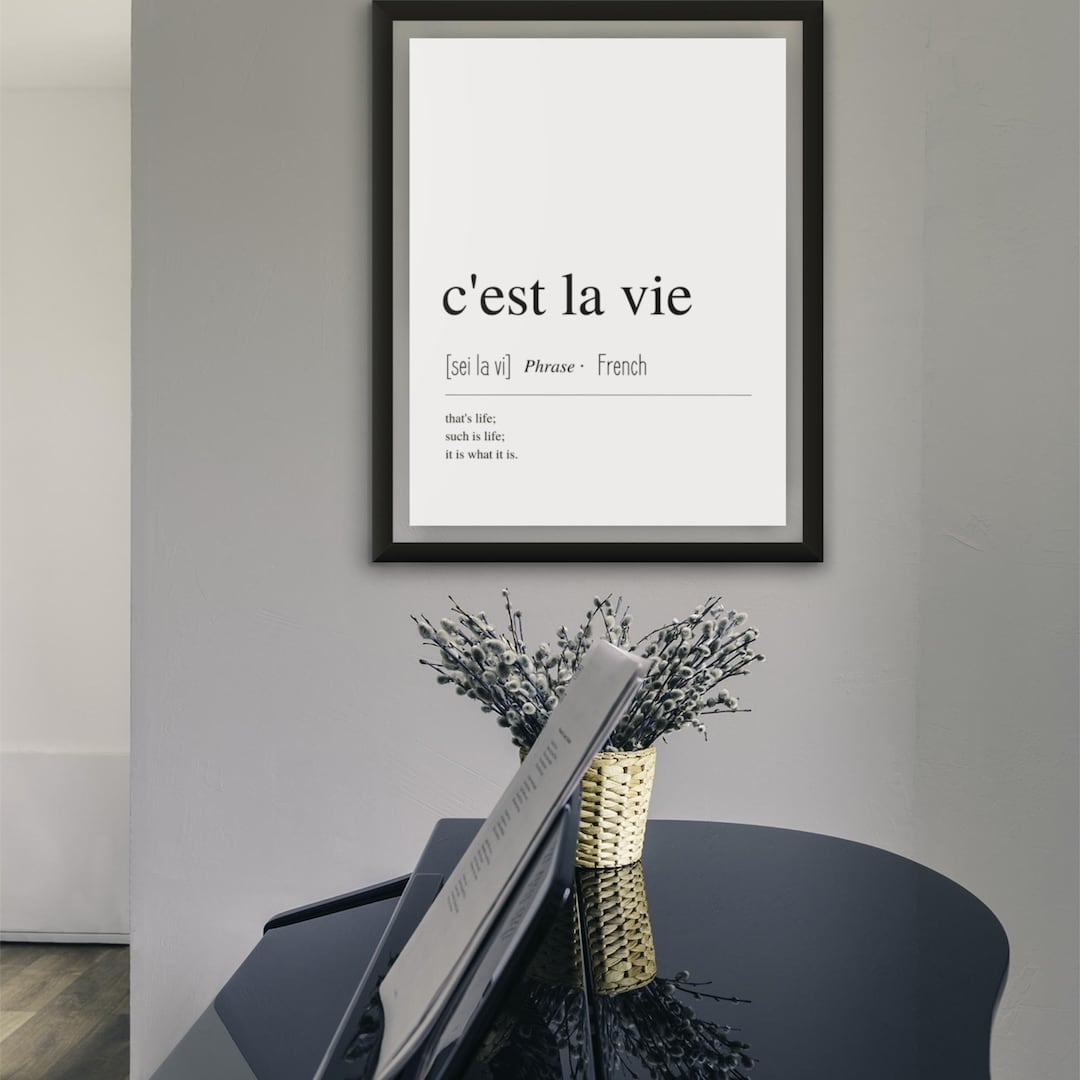 C'est La Vie Definition Print, Modern Typography Printable, Classy Wall
