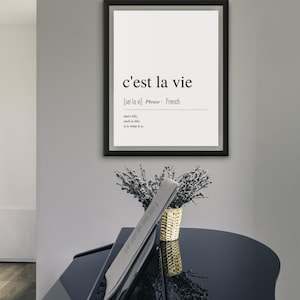 C&#39;est La Vie Definition Print, Modern Typography Printable, Classy Wall Art Minimalist, French Quote, Digital Downloadable French Saying