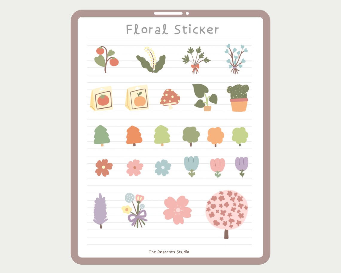 FLORAL Digital Sticker Which is Precropped for Goodnotes & Digital ...