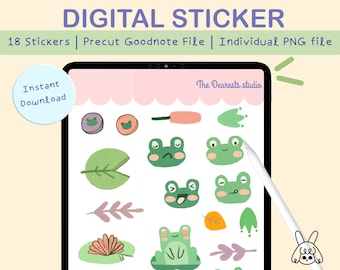 Frog Digital Stickers | GoodNotes Planner, PNG (Digital Download)