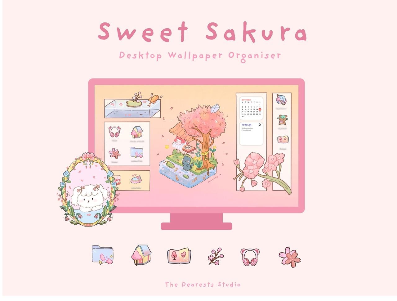 Sakura Desktop Organizer Set | Pastel Pink Folder Icons (digital