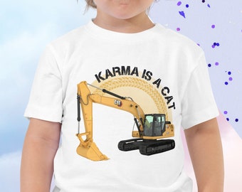 Toddler Karma is a Cat(erpillar) Construction Truck T-shirt, Excavator - Taylor Swift, Eras Tour, Midnights, Birthday Party Theme