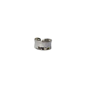 Pixie Textured Silver Adjustable Ring Rhodium Rings Silver Cuff Rings Mirror Hammered Silver Shiny Rings