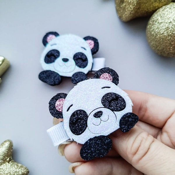 Panda hair clip , animal hair clip. Cute toddler hair clips panda birthday hair accessories.