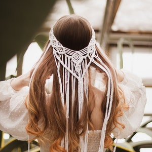 Boho wedding veil, macrame veil. Bohemian headpiece, rustic wedding veil.