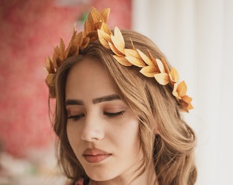 Gold leaf crown. laurel wreath crown, greek goddess crown unisex. greek god costume