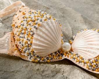 Mermaid shell bra, Seashell bra mermaid costume, siren costume. rave bra,Halloween costume Ariel