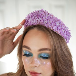 Lilac flower crown, Kokoshnik crown,floral tiara. purple bridal tiara. Lavender crown for wedding ,purple flower crown. image 2