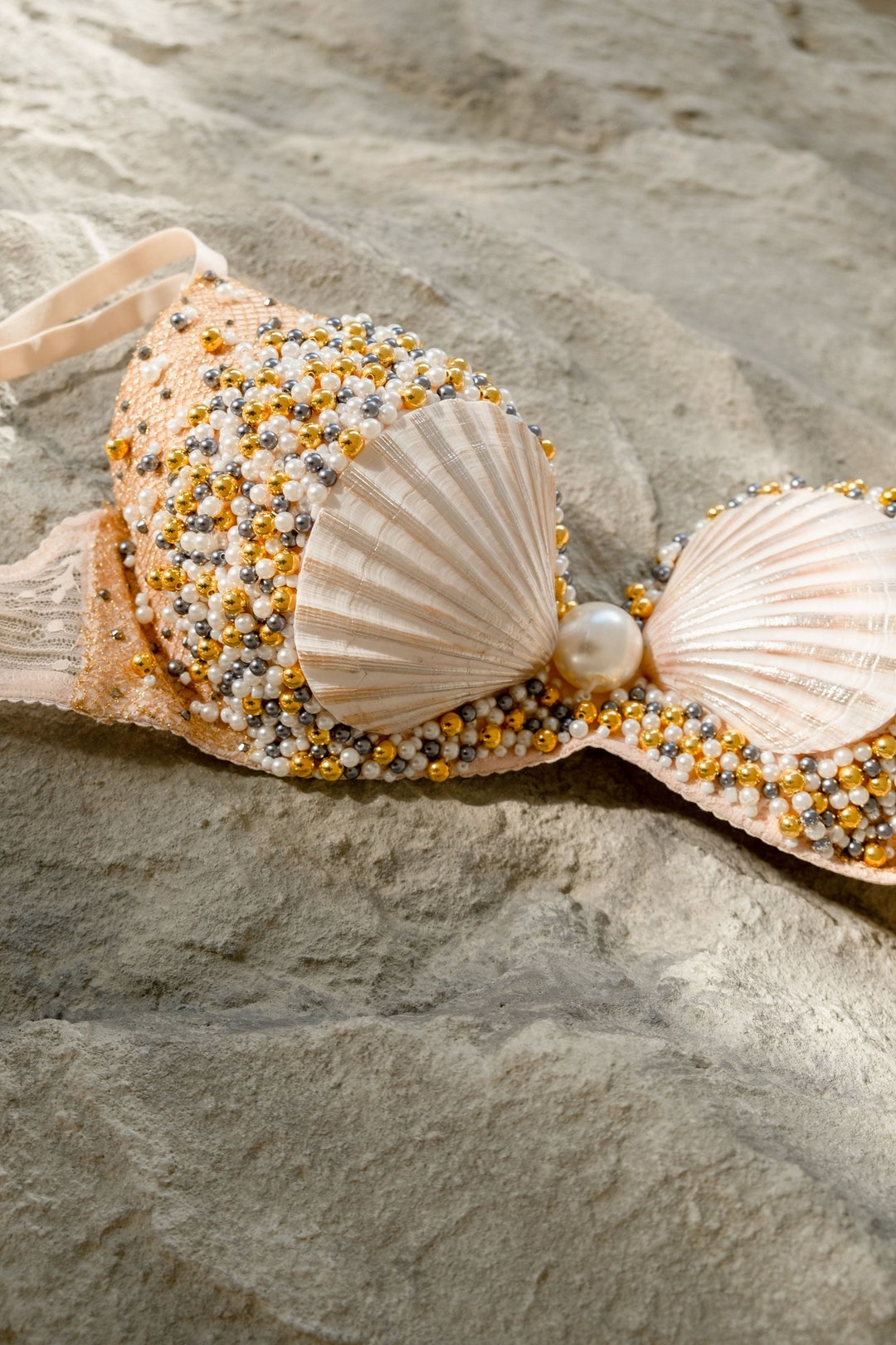 Mermaid Shell Bra Gold Md Ad 